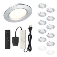 Set LED-inbouwspot met afstandsbediening Modena zilver 3W dimbaar 1-12 stuks - thumbnail