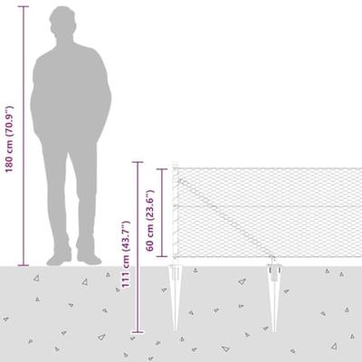 VidaXL Afrasteringspaal zilver 10 x 0,6 m (25 mm gaas) staal
