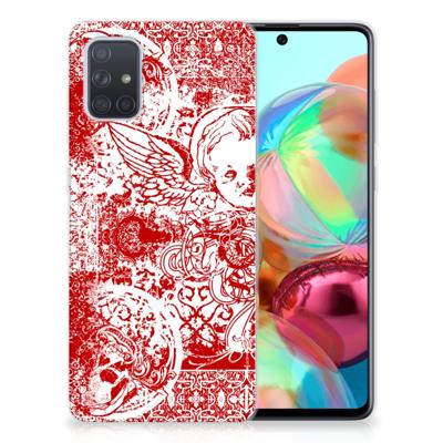 Silicone Back Case Samsung Galaxy A71 Angel Skull Rood Silicone Back Case Samsung Galaxy A71 Angel Skull Rood