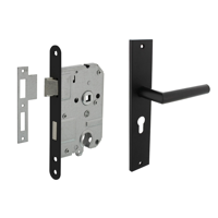 Mooi Deurbeslag Deurbeslag set Ferro met cilindergat en slot - thumbnail