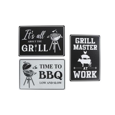 Wandbord BBQ/Grill zwart/wit 3 assorti metaal