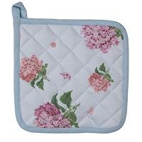 Clayre & Eef Pannenlap 16x16 cm Blauw Roze Katoen Hortensia - thumbnail