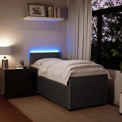 Boxspring met matras fluweel donkergrijs 120x190 cm