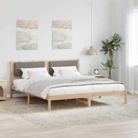Bedframe met hoofdeinde Taupe 180 x 200 cm Massief grenenhout - thumbnail
