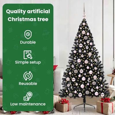 VidaXL Kunstmatig voorverlicht kerstboom met 300 led zwart 180 cm pvc