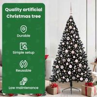 VidaXL Kunstmatig voorverlicht kerstboom met 300 led zwart 180 cm pvc - thumbnail
