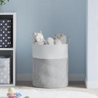 Opbergmand 38x46 cm katoen grijs en wit - thumbnail