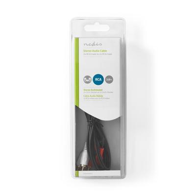 Nedis Stereo-Audiokabel | 2x RCA Male | 2x RCA Male | 2 m | 1 stuks - CAGB24200BK20 CAGB24200BK20