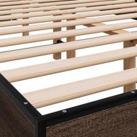 Bedframe bewerkt hout metaal bruin eikenkleur 135x190 cm - thumbnail