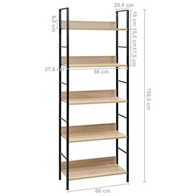 Boekenkast 5 schappen 60x27,6x158,5 cm bewerkt hout eikenkleur