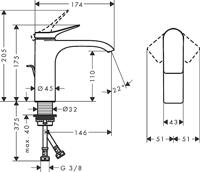 Hansgrohe Wastafelmengkraan Vivenis Eengreeps 110 Met Trekwaste Chroom - thumbnail