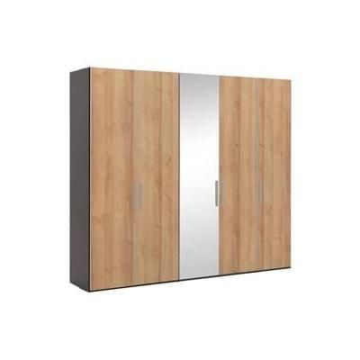 Goossens Kledingkast Easy Storage Ddk, Kledingkast 253 cm breed, 220 cm hoog, 4x draaideur en 1x spiegel draaideur midden