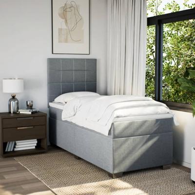 Boxspring met matras stof lichtgrijs 140x190 cm - thumbnail