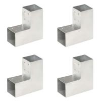 Paalverbindingen 4 st L-vorm 81x81 mm gegalvaniseerd metaal - thumbnail