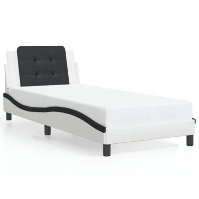 Bedframe zonder matras "Zadar" kunstleer zwart en wit 100x200 cm