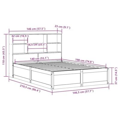 Bed met matras massief grenenhout wasbruin 140x190 cm Bed met matras massief grenenhout wasbruin 140x190 cm