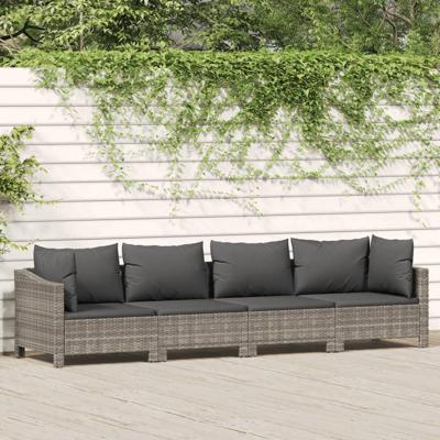4-delige Loungeset met kussens poly rattan grijs 4-delige Loungeset met kussens poly rattan grijs