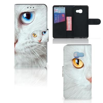 Samsung Galaxy A3 2017 | Telefoonhoesje | Met pasjeshouder | Witte Kat