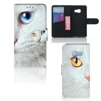 Samsung Galaxy A3 2017 | Telefoonhoesje | Met pasjeshouder | Witte Kat - thumbnail