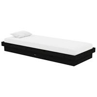 Bedframe massief hout zwart 75x190 cm - thumbnail