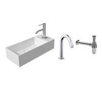 Salenzi Fonteinset Spy Mat Wit 45x20 cm Chroom (Keuze uit 20 kranen) - thumbnail