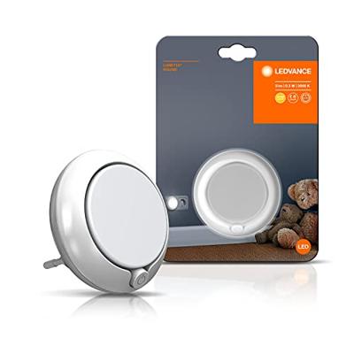 LEDVANCE Nachtlicht LED: voor stopcontact, LUNETTA Round / 0,30 W, 220…240 V, stralingshoek: 110, Warm wit, 3000 K, body materiaal: polycarbonate (pc)/acrylonitrile butadiene styrene (abs), IP20