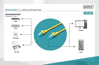 Digitus DK-1512-020/Y RJ45 Netwerkkabel, patchkabel CAT 5e U/UTP 2.00 m Geel Verdraaide paren 1 stuk(s) Digitus DK-1512-020/Y RJ45 Netwerkkabel, patchkabel CAT 5e U/UTP 2.00 m Geel Verdraaide paren 1 stuk(s)