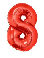Folieballon Rood Cijfer &apos;8&apos; Groot - thumbnail