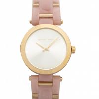 Michael Kors Dames Delray MK4316 roze kunststof quartz modehorloge - thumbnail
