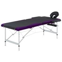 VidaXL Massagetafel inklapbaar 2 zones aluminium zwart en paars - thumbnail