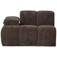 Woood Mojo 1-zits bank arm links ribstof Bruin - thumbnail