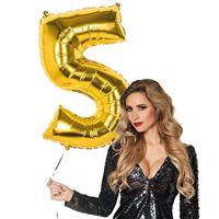 Gouden Folieballon Cijfer 5 - 86 cm - thumbnail