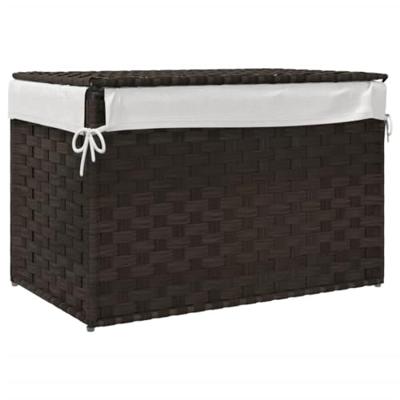 VidaXL Wasmand met deksel 55,5x35x34 cm poly rattan donkerbruin