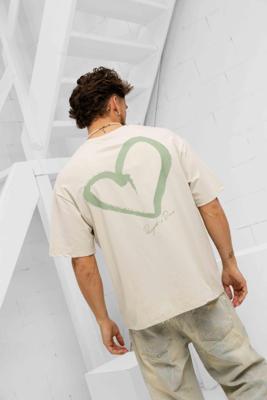 Project X Paris Cœur Brodé Street T-Shirt Heren Beige - Maat S - Kleur: Beige | Soccerfanshop