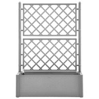 Plantenbak verhoogd met latwerk en zelfbewateringssysteem grijs - thumbnail