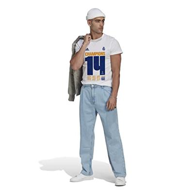 Heren Voetbal T-shirt met Korte Mouwen Adidas Real Madrid Champions 2022 - Maat: L