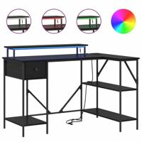 Bureau met lade Zwart eiken 120 x 79 x 86.5 cm Bewerkt hout - thumbnail