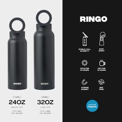 Ringo drinkfles met MagSafe-ring als telefoonhouder 700 ml zwart