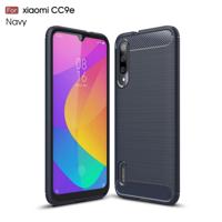 Geborsteld textuur koolstofvezel TPU Case voor Xiaomi mi CC9e/Xiaomi a3 (marineblauw) - thumbnail