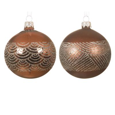 Kerstbal glas d8 cm walnoot a2 KSD - Ksd