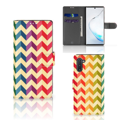 Samsung Galaxy Note 10 | Telefoon Hoesje | Zigzag Multi Color | Portemonnee hoesje Samsung Galaxy Note 10 | Telefoon Hoesje | Zigzag Multi Color | Portemonnee hoesje