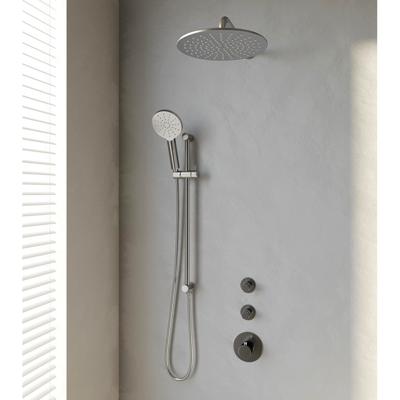 Brushed Edition thermostatische inbouw regendouche SET 22 met 30 cm douchekop en gebogen muurarm en 3-standen handdouche