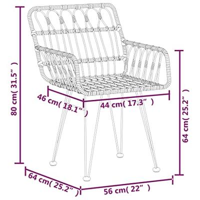 Tuinstoelen 2 st met armleuning 56x64x80 cm PE-rattan zwart