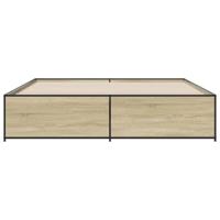 Bedframe bewerkt hout metaal sonoma eikenkleurig 180x200 cm - thumbnail