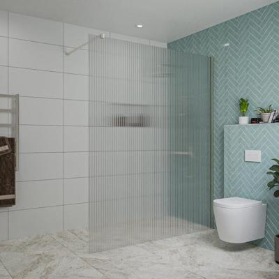 Fortifura Galeria inloopdouche - 160x200cm - ribbelglas - wandarm - Geborsteld RVS PVD (RVS) SW797956/SW797908