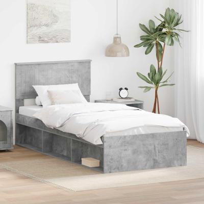Bedframe Concerte Grijs 90 x 190 cm Massief grenenhout