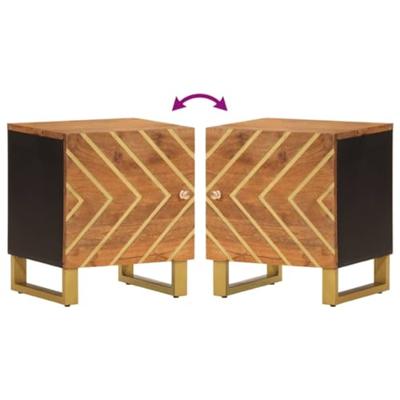 Nachtkastje massief mangohout bruin en zwart Nachtkastje massief mangohout bruin en zwart