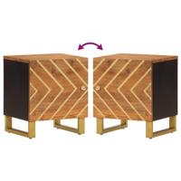 Nachtkastje massief mangohout bruin en zwart - thumbnail