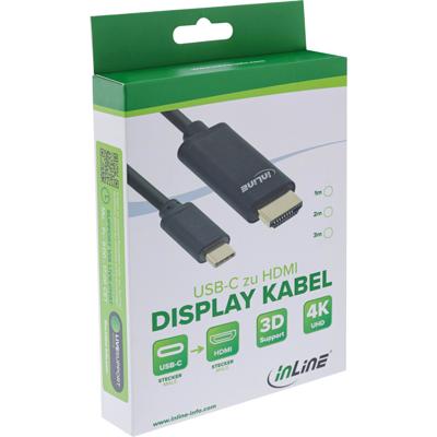 Kabel inline usb-c hdmi 3.1 2.0 4k m/m 2 m zwart