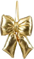 Mica Decorations kunststof kerst ornament strik 15cm goud - thumbnail